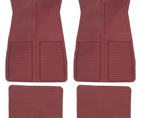 OER 1973-87 GM, Rubber Floor Mat Set, with GM Logo, Factory Style, Set of 4, Dark Red CM65102