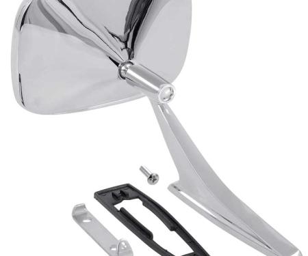 OER 1968-72 Camaro, Impala, Caprice, Chevelle, Nova, Monte Carlo, Firebird, Chrome Outer Door Mirror, Smooth Syle Base, with Gasket & Hardware, RH Passenger Side, Various GM Models CM3003