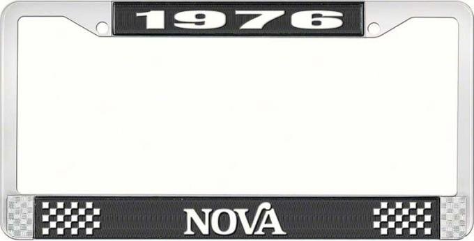 OER 1976 Nova Black and Chrome License Plate Frame with White Lettering LF3567602A