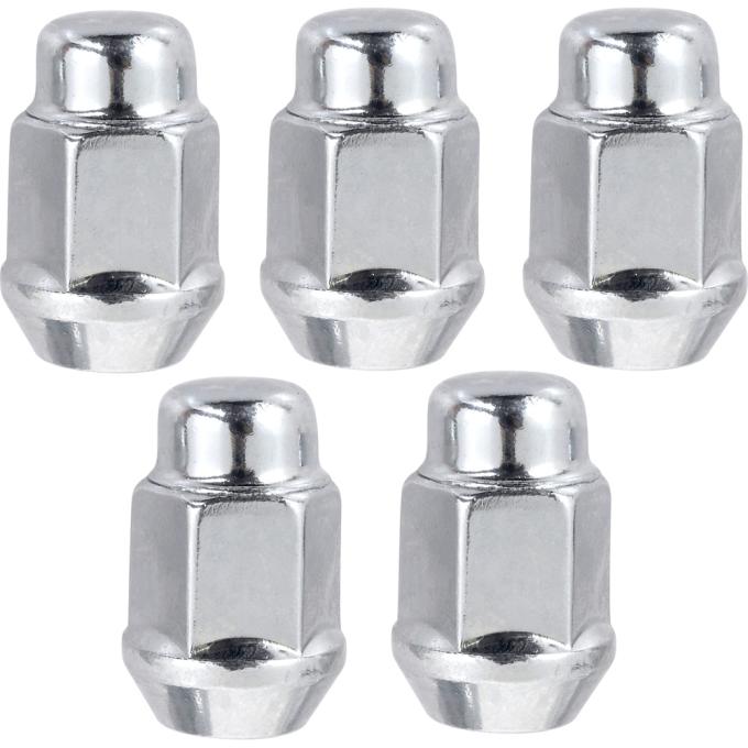 1955-96 GM, Chrome Acorn Lug Nut Set, 7/16"-20, 5 Piece Set, Per Wheel, Various Models