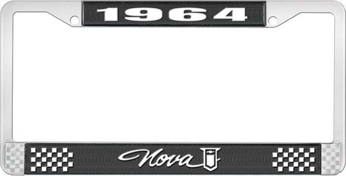 OER 1964 Nova Black and Chrome License Plate Frame with White Lettering LF3566401A