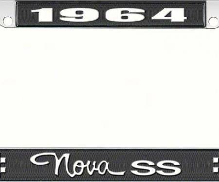 OER 1964 Nova SS Black and Chrome License Plate Frame with White Lettering LF3566403A
