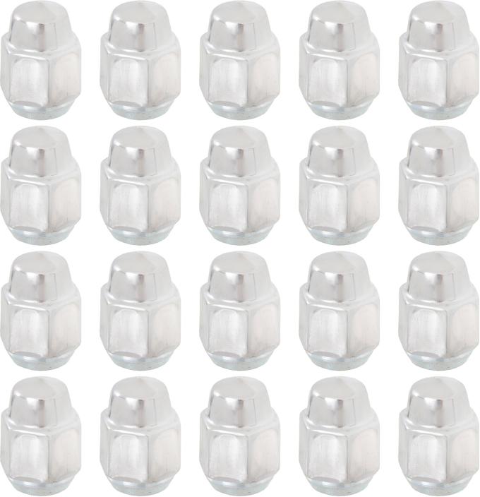 1967-81 Camaro, Chevelle, Impala SS, Z28, Pontiac Rally II, Wheel Lug Nut, Short Capped Short Crown, 7/16"-20, Stainless Steel, 20 Piece Set