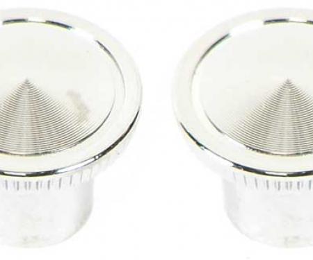 OER 1964-65 Impala, Bel Air, Chevy II Nova, Outer Radio Knobs, Die-Cast Chrome, Pair 14665