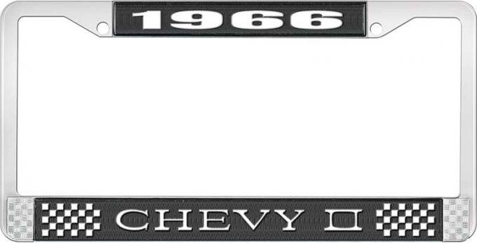 OER 1966 Chevy II Black and Chrome License Plate Frame with White Lettering LF3556601A