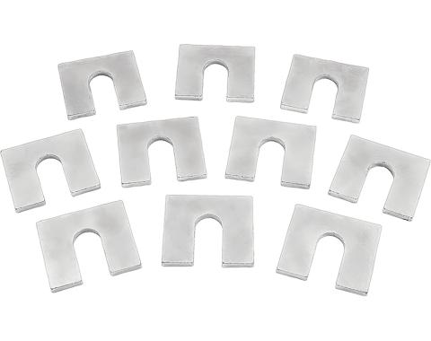 1960-81 GM, Body Mount Shims, 1/8" Thick, 1-1/4" x 1-1/8", 3/8" Bolt Slot, Zinc Plated, 10 Piece Set