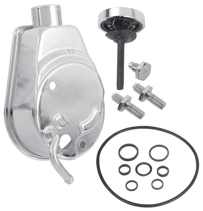 1970-75 Chevrolet, Chrome Power Steering Reservoir, with Cap, Hardware, 6 & 8 Cylinder