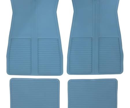 1973-81 GM, Rubber Floor Mat Set, With GM Logo, Factory Style, Set of 4, Light Blue