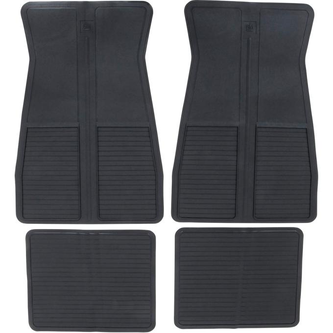 OER 1973-93 GM, Rubber Floor Mat Set, with GM Logo, Factory Style, Set of 4, Black CM65101