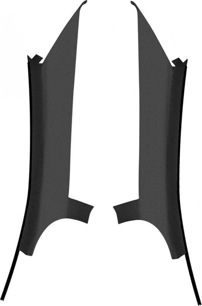 1975-79 Nova, Omega, Skylark, Ventura, Phoenix, Interior Quarter Window Rear Pillar Moldings, Black, Pair