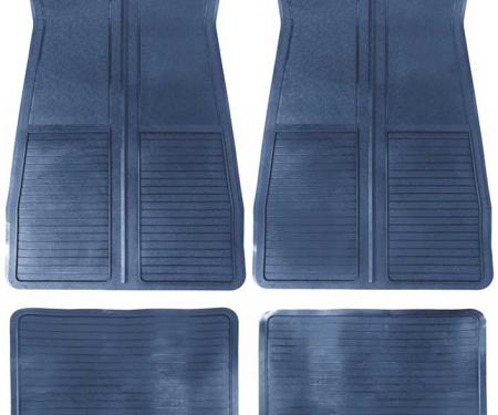 OER 1973-87 GM, Rubber Floor Mat Set, With GM Logo, Factory Style, Set of 4, Dark Blue CM65106