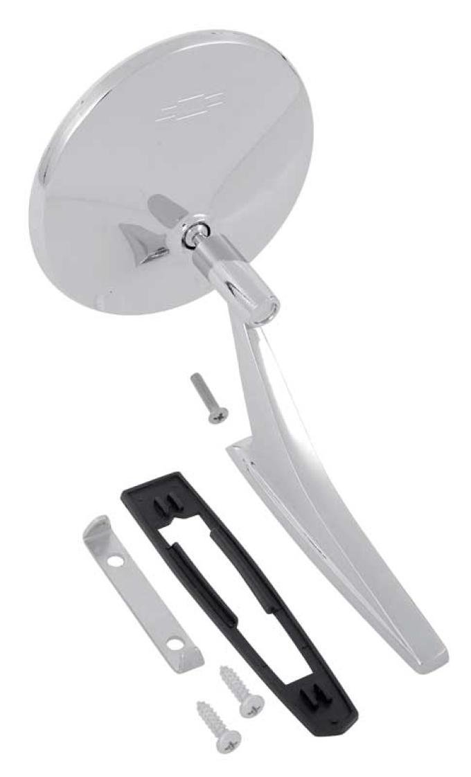 OER 1963-72 Chevrolet, Outer Door Mirror, with "Bow Tie" Logo, with Gasket & Mounting Hardware, Various Models CM3005