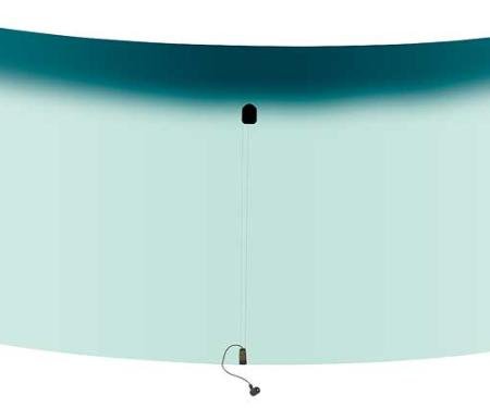 OER 1975-79 Nova, Omega, Phoenix, Skylark, Ventura, 2 Door Coupe And Hatchback, Front Windshield Glass, with Built-In Antenna & Mirror Bracket, Light Green Tint, with Blue/Green Upper Shaded Band NR672T