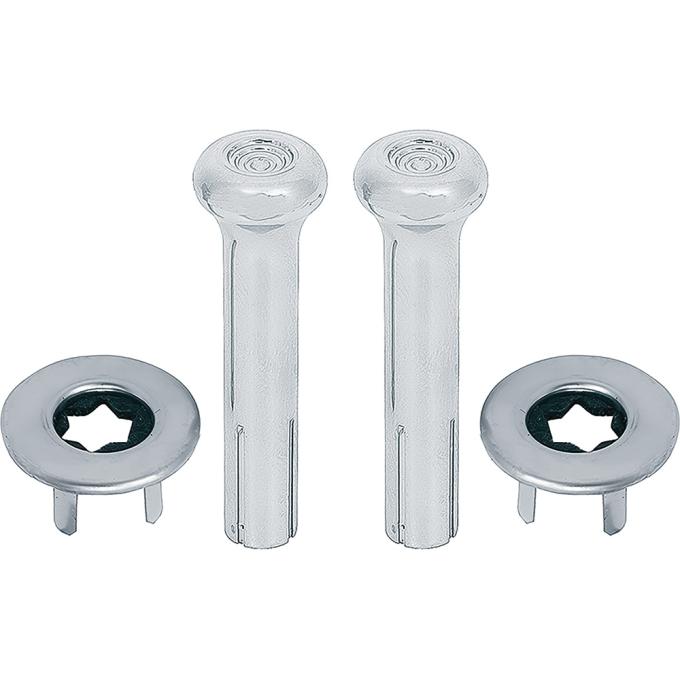OER 1973-88 GM, Door Lock Knob Kit, Plastic, Smooth Chrome Knobs, With Wide Ferrules *R2591