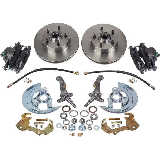 OER 1962-67 Chevy II, Front Disc Brake Conversion Set, Plain Rotors and Rubber Hoses, With Stock Height Spindles BK2058A