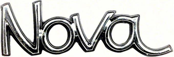 1973-74 Chevrolet, "NOVA" Front Fender Emblem, with Hardware, Each, GM Licensed