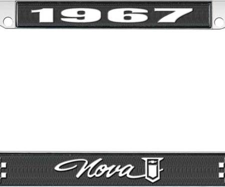 OER 1967 Nova Black and Chrome License Plate Frame with White Lettering LF3566701A