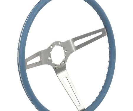 1969-72 GM, Comfort Grip Cushioned Steering Wheel, 3-Spoke, Silver Spokes, Blue Grip