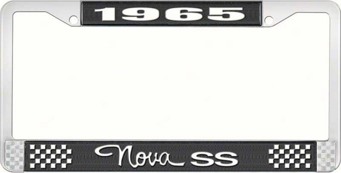 OER 1965 Nova SS Black and Chrome License Plate Frame with White Lettering LF3566503A