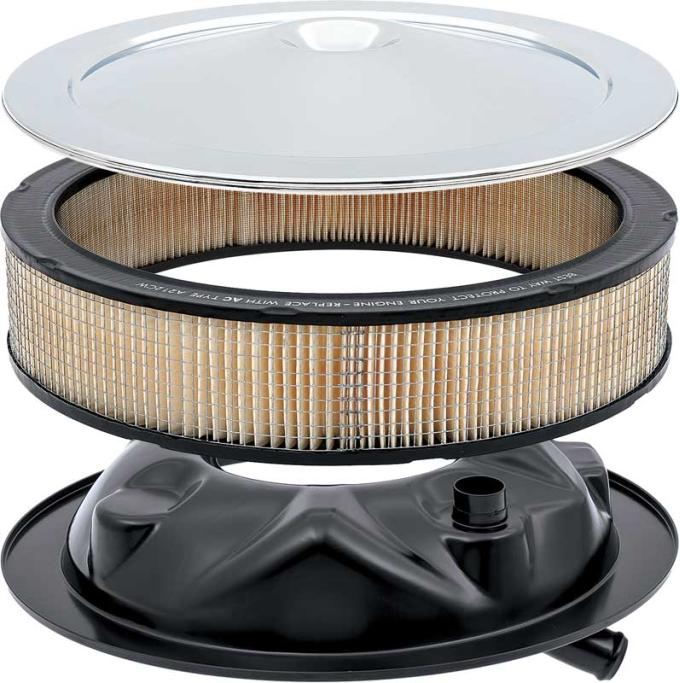 1970-71 Chevy, Open Element Air Cleaner, with Square Imprint Verbiage on Air Cleaner Lid