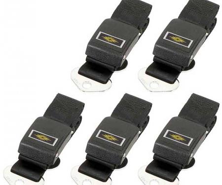 OER 1964-66 Impala, Chevelle, Nova, Standard Seat Belt Set, Front/Rear, Gold Starburst Decal, Black *R190