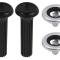 1968-70 GM, Door Lock Knob and Ferrule Kit, Plastic Knobs, Ribbed Design, Black
