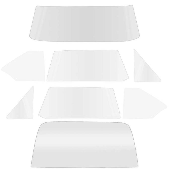 1968-72 Chevy II / Nova / Ventura, 2-Door Coupe, Glass Set, (8 Piece), Clear, Without Antenna