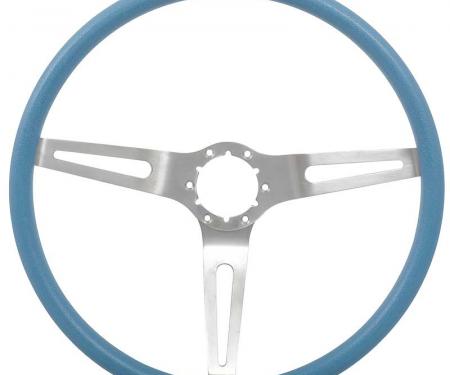 1969-70, Chevrolet Full Size, Steering Wheel, 3 Spoke, Brushed Silver, Blue Grip SW053