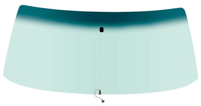OER 1975-79 Nova, Omega, Phoenix, Skylark, Ventura, 2 Door Coupe And Hatchback, Front Windshield Glass, with Built-In Antenna & Mirror Bracket, Light Green Tint, with Blue/Green Upper Shaded Band NR672T