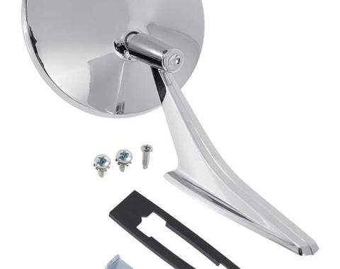 OER 1966-72 Chevrolet, Bow Tie Outer Door Mirror, with OE Style Ribbed Base, with Gasket, Bracket, & Hardware CM3006