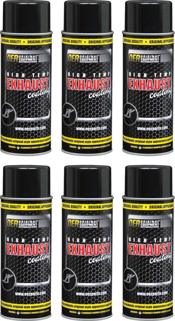 OER Black Hi-Temp Exhaust Coating Case of 6- 16 Oz Aerosol Cans *K89558