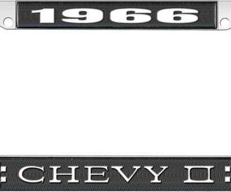 OER 1966 Chevy II Black and Chrome License Plate Frame with White Lettering LF3556601A
