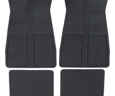 OER 1973-93 GM, Rubber Floor Mat Set, with GM Logo, Factory Style, Set of 4, Black CM65101