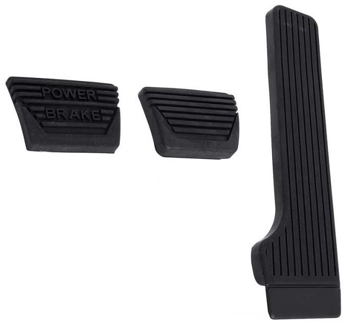 1962-67 Nova Manual Trans, 3-Piece Pedal Pad Set, Square Style (Power Brakes)