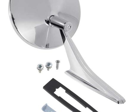 OER 1966-72 Chevrolet, Bow Tie Outer Door Mirror, with OE Style Ribbed Base, with Gasket, Bracket, & Hardware CM3006