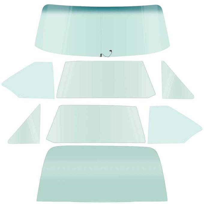 1968-72 Chevy II / Nova 2 Door Coupe, Glass Set, With Antenna, (8 Piece), Tinted