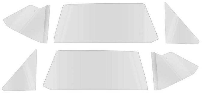 1966-67 Chevy II / Nova, 2-Door Hardtop, Side Glass Set (6 Piece), Clear