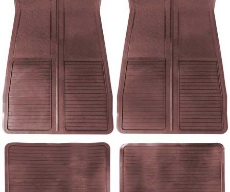 OER 1973-87 GM, Rubber Floor Mat Set, With GM Logo, Factory Style, Set of 4, Dark Red CM65102
