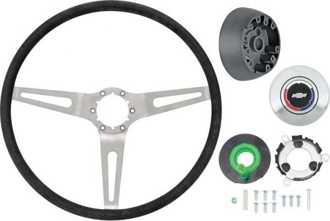 OER 3-Spoke Comfort Grip Steering Wheel Kit For GM Models With Tilt Wheel, Silver Spokes W/Black Grip *K620