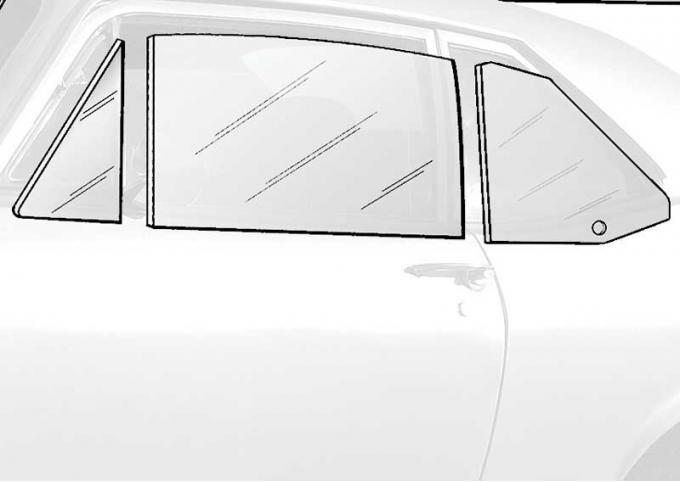 1968-72 Chevy II / Nova / Ventura, 2-Door Coupe, Side Glass Set (6 Piece), Clear