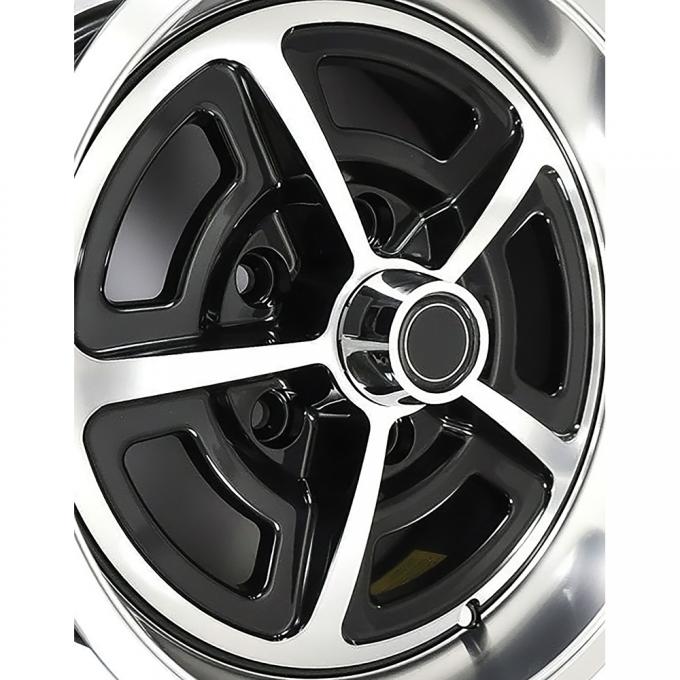 1955-81 GM Cars, Magnum 500 Aluminum Wheel, 15" x 7", 5 x 4.75", 4.25" Backspace, Silver & Gloss Black