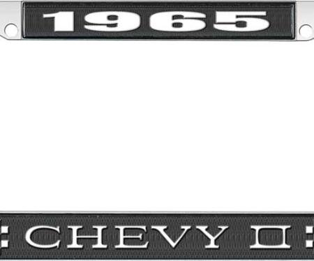 OER 1965 Chevy II Black and Chrome License Plate Frame with White Lettering LF3556501A