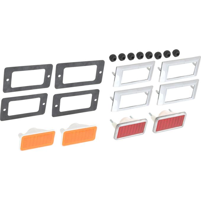 OER 1969 Nova, Impala, Caprice, Bel Air, Biscayne, Station Wagon, Side Marker Light Kit, with Lamps, Bezels, Gaskets, & Hardware *R5012A