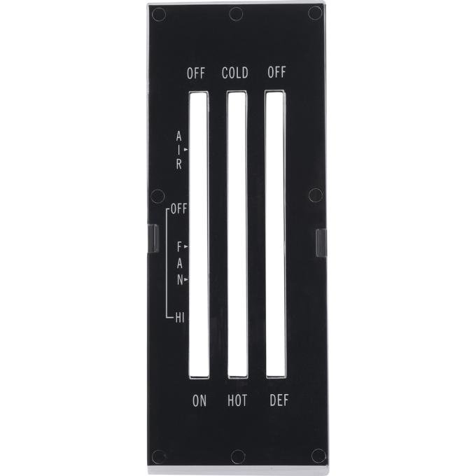OER 1973-74 Nova, Ventura, Apollo, Omega, Heater Control Lens, without Air Conditioning, DEF, White Font 6273378