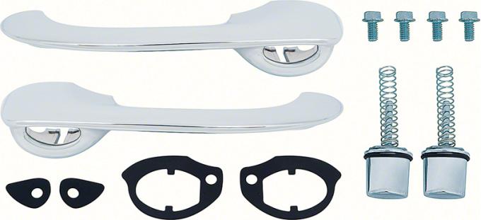 OER 1966-67 Chevy II, Nova, Front Outer Door Handle Set, with Gaskets & Hardware R5051
