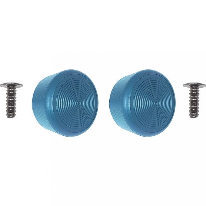 1968-88 GM, Window Crank Handle Knob Set, with Rivets, for Door or Quarter Window Cranks, Medium Blue, Pair