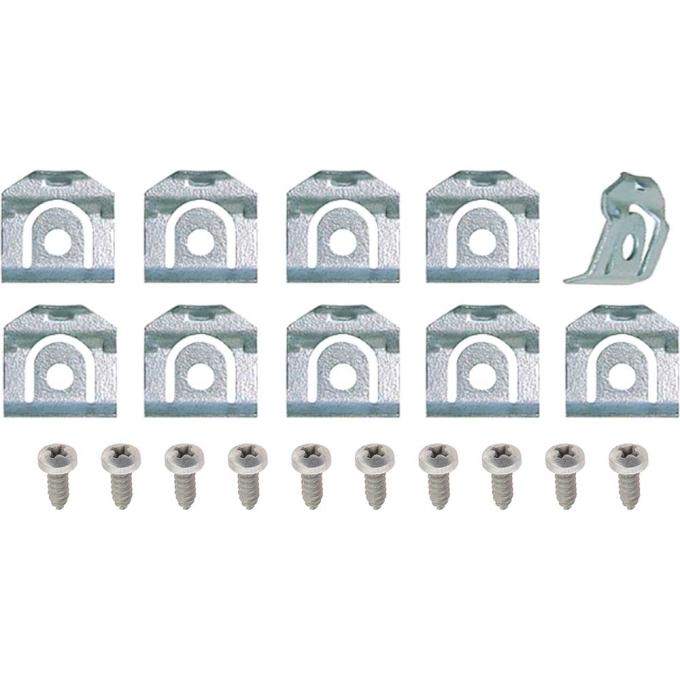 OER 1965-76 GM Molding Clip Set, Windshield/Rear Window, With Screws, 20 pcs 8736590